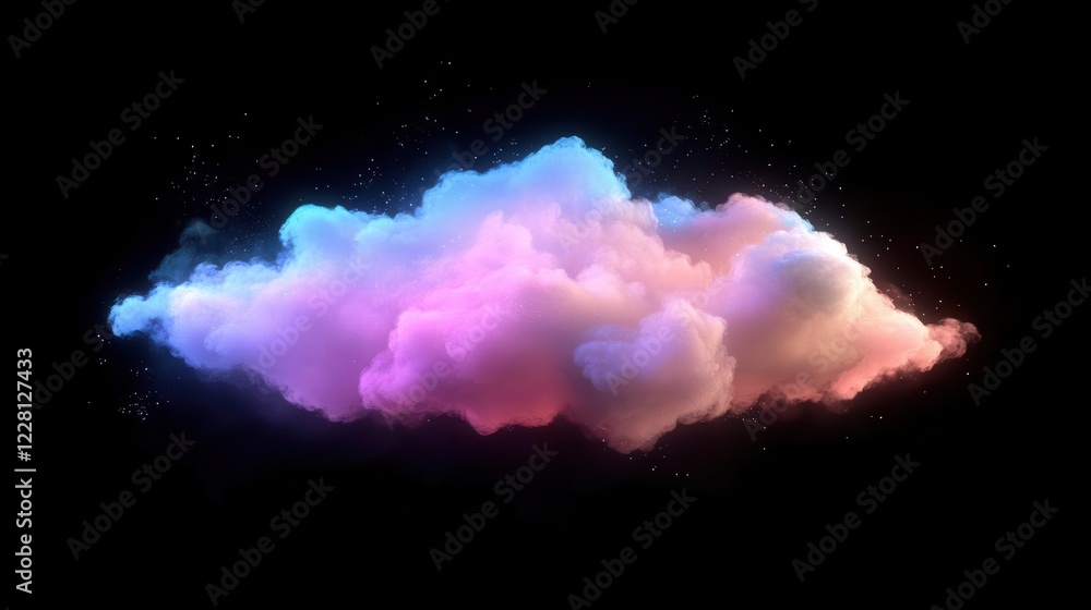 Poster vibrant powder clouds exploding in slow motion, creating a mesmerizing dance of neon colors against 