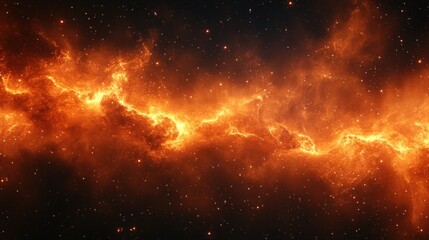 Fototapeta premium Fiery nebula cosmic energy space background