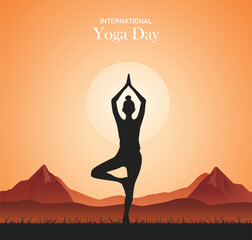 International yoga day a girl doing yoga illustration 