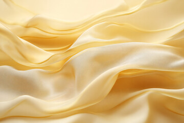 Obraz premium Elegant Flowing Silk Fabric with Delicate Golden Folds and Soft Texture, Luxurious Abstract Textile Background with Pastel Tones