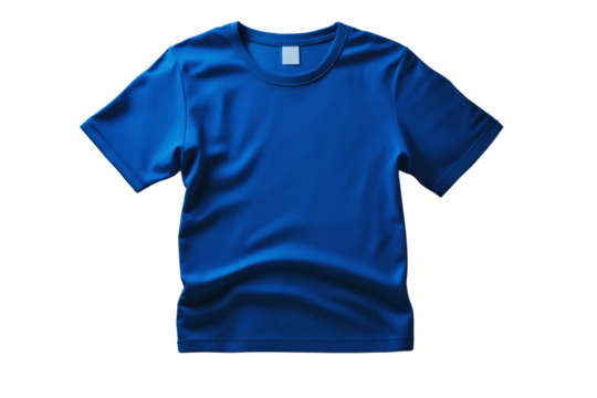 Plain Blue T-Shirt, Isolated on White, Neatly Folded with Realistic Lighting
