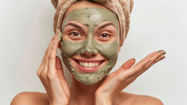 beautician applying face mask