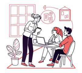 Group business team meeting and working collaboration in office workplace con concept