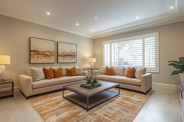 Exquisite lounge area showcasing modern design and elegant furnishings