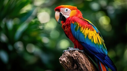 Fototapeta premium Scarlet Macaw in Lush Tropical Paradise