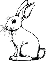 Rabbit Silhouette Vector Art – Black and White Bunny Illustration