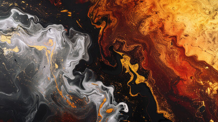 Black brown red burnt orange amber yellow gold white abstract background Color gradient ombre blend blur flow fluid