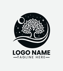 Vintage Tree of Life Logo, Natural Wooden Logo, Forest Emblem Logo, Rustic Tree Logo, Antique Tree Logo Design