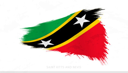 Saint Kitts and Nevis National Flag with Textured Brush Strokes.