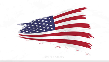 USA National Flag with Textured Brush Strokes.