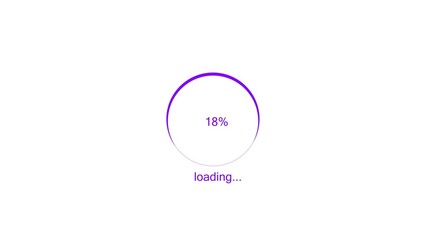 100 percent number circle loading icon modern design purple color 4k illustration. Abstract beautiful circle loading bar on white background 4k illustration.