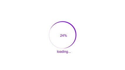100 percent number circle loading icon modern design purple color 4k illustration. Abstract beautiful circle loading bar on white background 4k illustration.