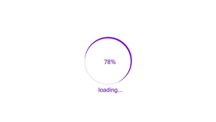 100 percent number circle loading icon modern design purple color 4k illustration. Abstract beautiful circle loading bar on white background 4k illustration.