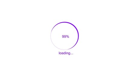 100 percent number circle loading icon modern design purple color 4k illustration. Abstract beautiful circle loading bar on white background 4k illustration.