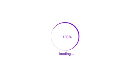 100 percent number circle loading icon modern design purple color 4k illustration. Abstract beautiful circle loading bar on white background 4k illustration.