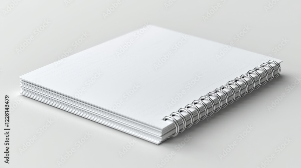 Poster a blank spiral-bound notebook resting on a smooth surface.