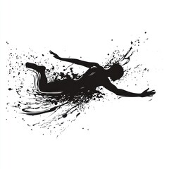 Ink splash silhouette, dynamic pose, freedom, design