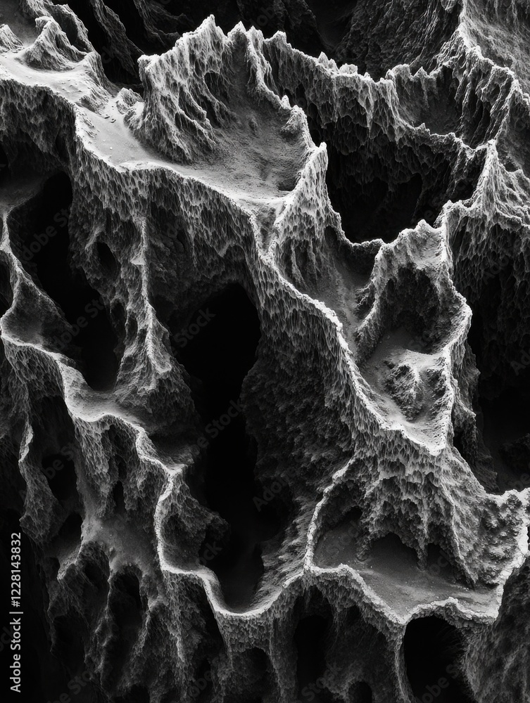 Poster intricate patterns of textured surfaces captured at microscopic level showcasing natural formations