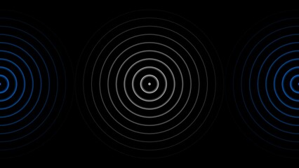 Digital radio wave white color 4k illustration. Radio wave on world map dark blue background.