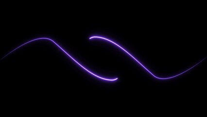 Neon line bright loop purple color 4k illustration black background. 