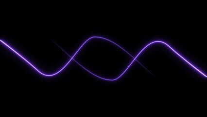 Neon line bright loop purple color 4k illustration black background. 