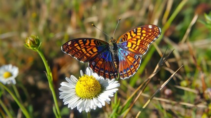 Obraz premium Butterfly on a flower. Selective focus