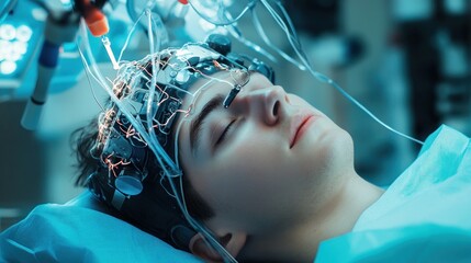 Brain Surgery: A Close-Up View of a Patient Undergoing a Complex Procedure