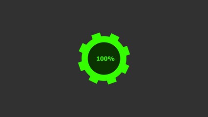 100 percent number circle loading icon modern design gray color 4k illustration. Abstract beautiful circle loading bar lime green background 4k illustration.