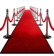 Luxurious Red Carpet and Stanchions &ndash; Elegant Event Entrance, Isolated on Transparent Background