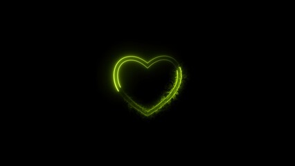 Love neon bright display screen turquoise color 4k illustration. Black background 4k illustration.	