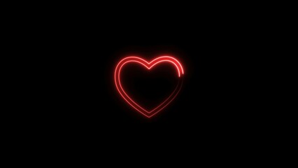 Love neon bright display screen red color 4k illustration. Black background 4k illustration.