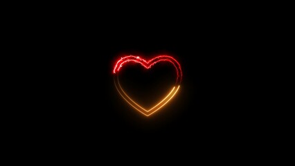 Love neon bright display screen colorful 4k illustration. Black background 4k illustration.	