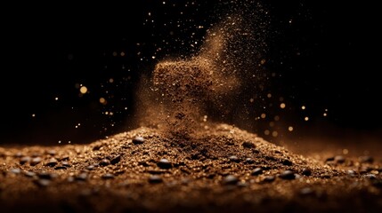 Close up of freshly ground coffee
