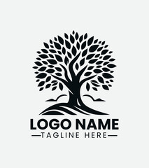 Obraz premium Vintage Tree of Life Logo, Natural Wooden Logo, Forest Emblem Logo, Rustic Tree Logo, Antique Tree Logo Design