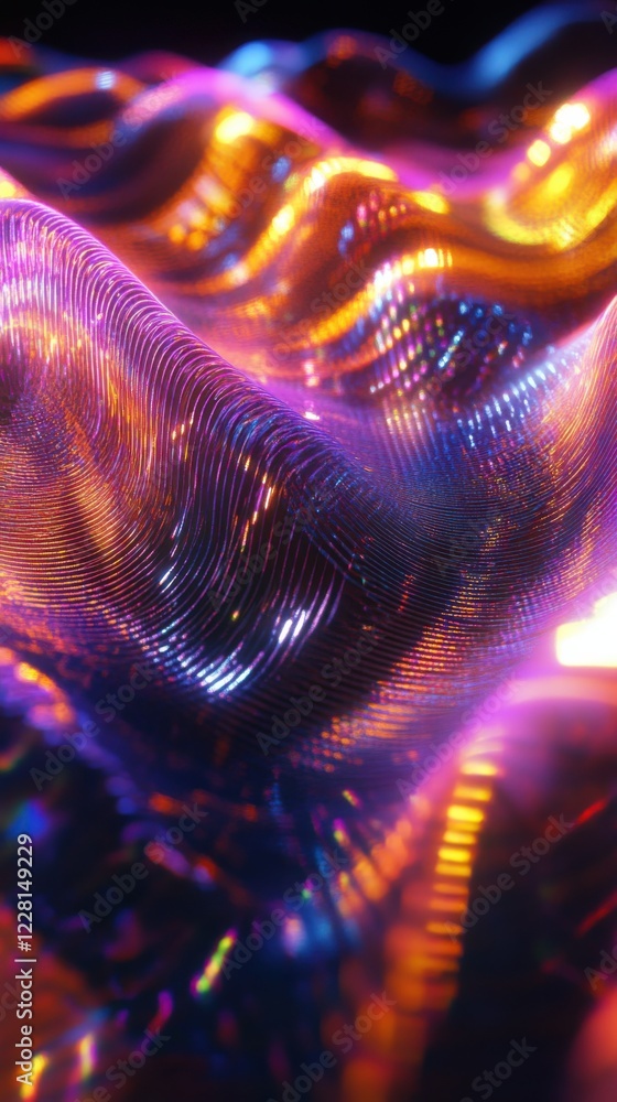Poster colorful abstract waves of light and texture create a mesmerizing visual display in a digital art fo