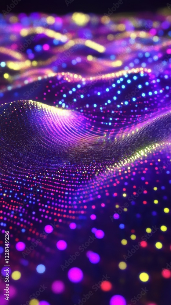 Poster colorful abstract waves of light create a stunning visual display at night in a digital art setting.