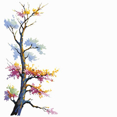 watercolor blooming tree decoration ornament vector
