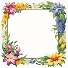 squared picture frame with flowers vector illustration