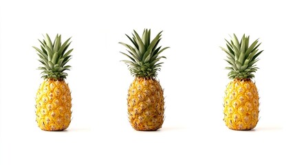 Fototapeta premium Fresh and Juicy Pineapples Isolated on White Background Display