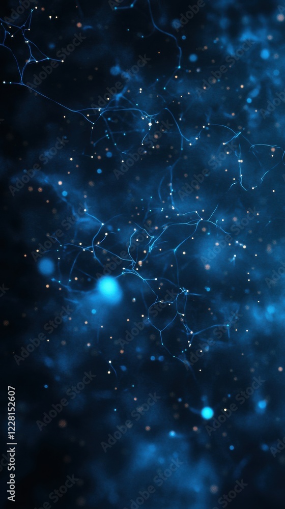 Aufkleber stunning glowing blue abstract background with intricate patterns and tiny lights in dark space