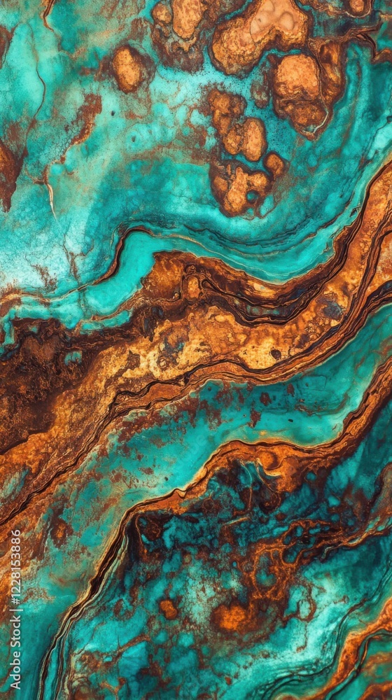 Poster colorful abstract patterns of turquoise and brown create a stunning visual effect in natural design