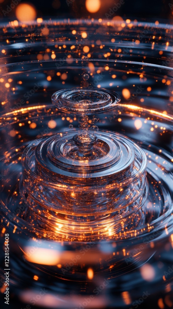 Aufkleber spheres of light create mesmerizing patterns as water ripples in a dark environment during a tranqui