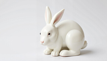 White porcelain rabbit figurine on clean background