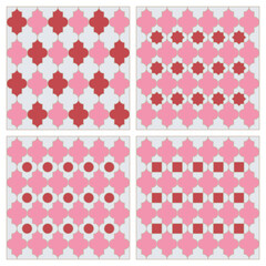 SET OF PATTERN MOROCCAN STYLE PINK AND RED
