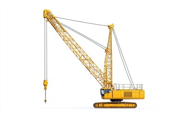 Construction Crane isolated on white background. Heavy Machinery. Tower Crane. Tall Crane Structure. Construction Equipment. Crane Design Element. Construction Crane isolated for Designers.