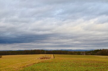 Fototapeta premium landscape cloudy sky over a field