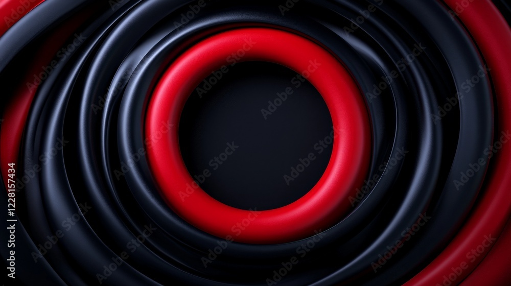 Poster red and black abstract cables: a captivating abstract image featuring swirling red and black cables 