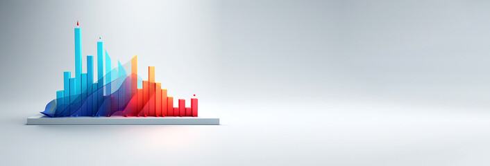 Minimalistic business graph with bold red and blue lines on a clean background. Perfect for financial analysis, data visualization, and business presentations