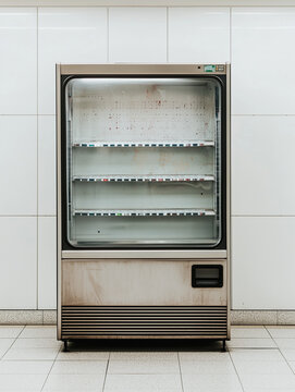 an empty vending machine on the street