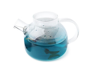 Delicious butterfly pea flower tea isolated on white